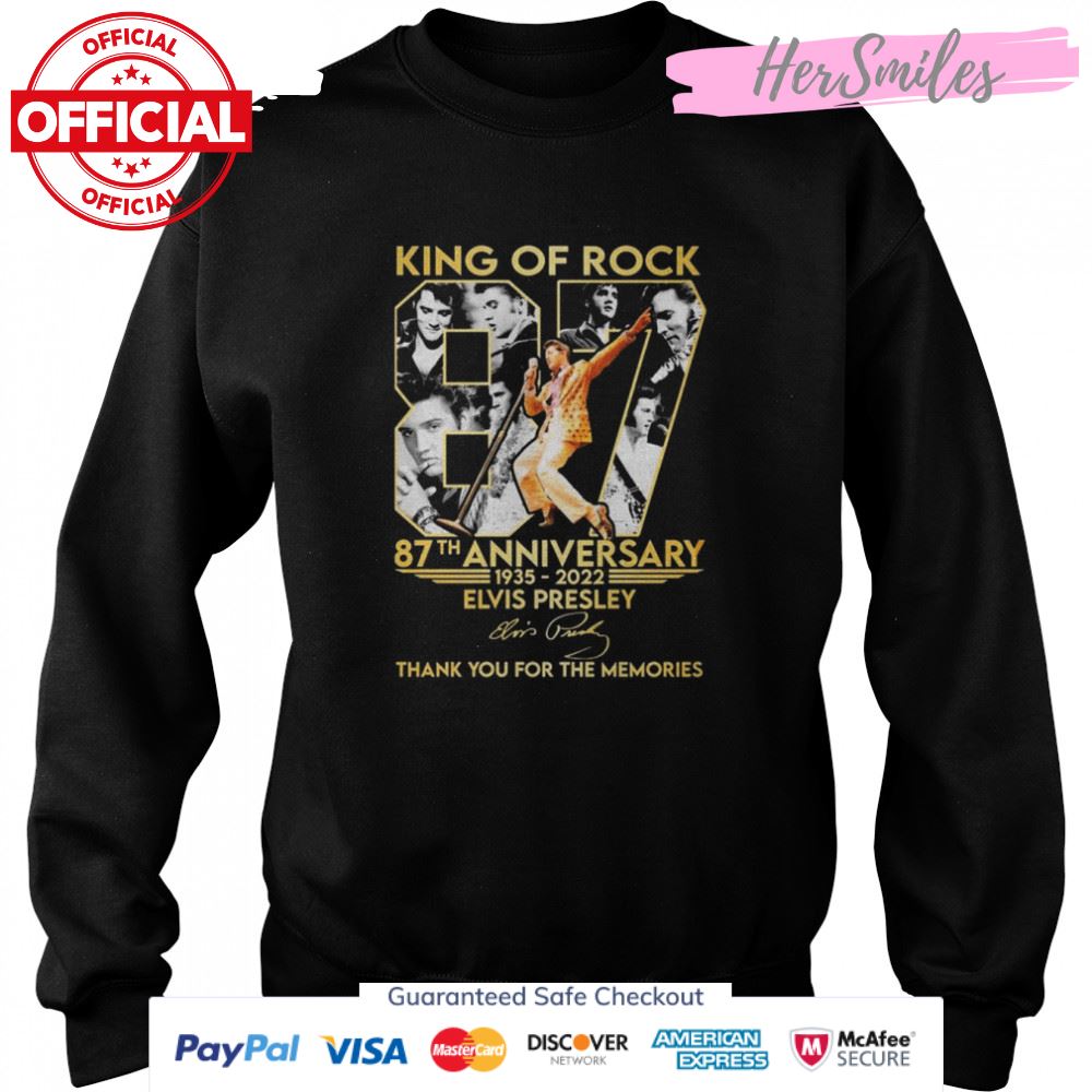King Of Rock 87th Anniversary 1935-2022 Elvis Presley Signatures Thank You For The Memories Shirt King Of Rock 87th Anniversary 1935-2022 Elvis Presley Signatures Thank You For The Memories Shirt