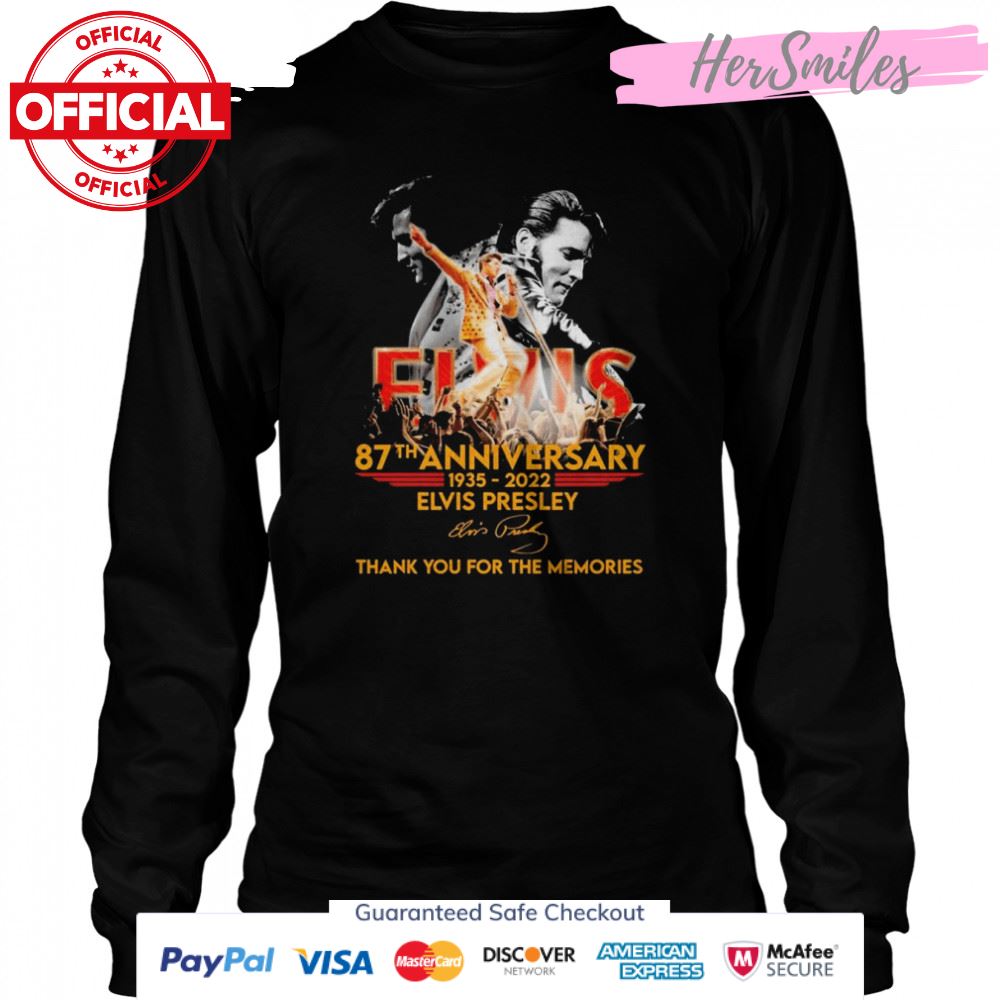 Legend Elvis Presley 87th Anniversary 1935-2022 Thank You For The Memories Signature Shirt Legend Elvis Presley 87th Anniversary 1935-2022 Thank You For The Memories Signature Shirt