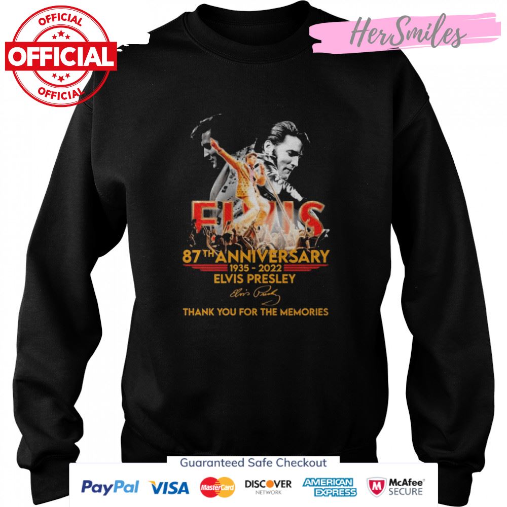 Legend Elvis Presley 87th Anniversary 1935-2022 Thank You For The Memories Signature Shirt Legend Elvis Presley 87th Anniversary 1935-2022 Thank You For The Memories Signature Shirt