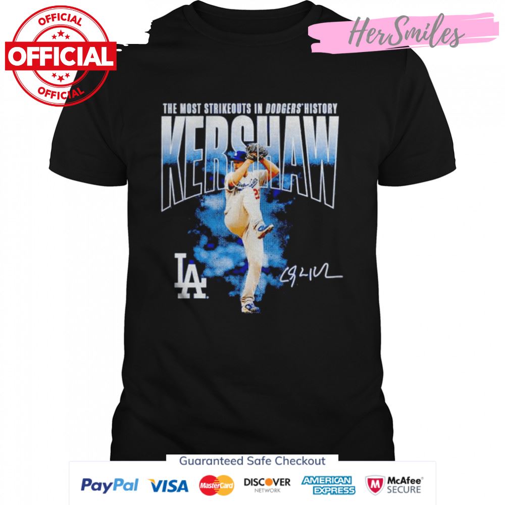 los Angeles Dodgers Clayton Kershaw the most strikeouts in Dodgers history signature shirt