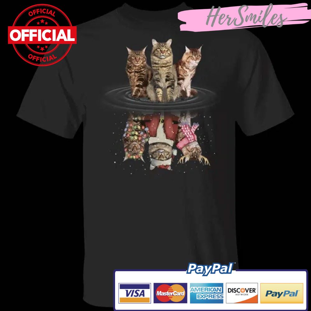 Maine Coons Water Reflection Christmas 3D T-Shirt Funny Halloween