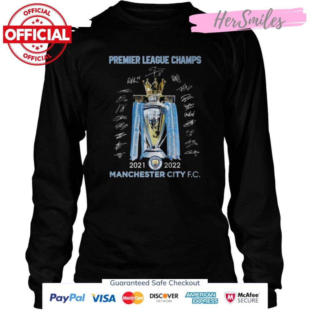 Manchester City 2021-2022 Campioni Premier League Champs Signatures Shirt Manchester City 2021-2022 Campioni Premier League Champs Signatures Shirt