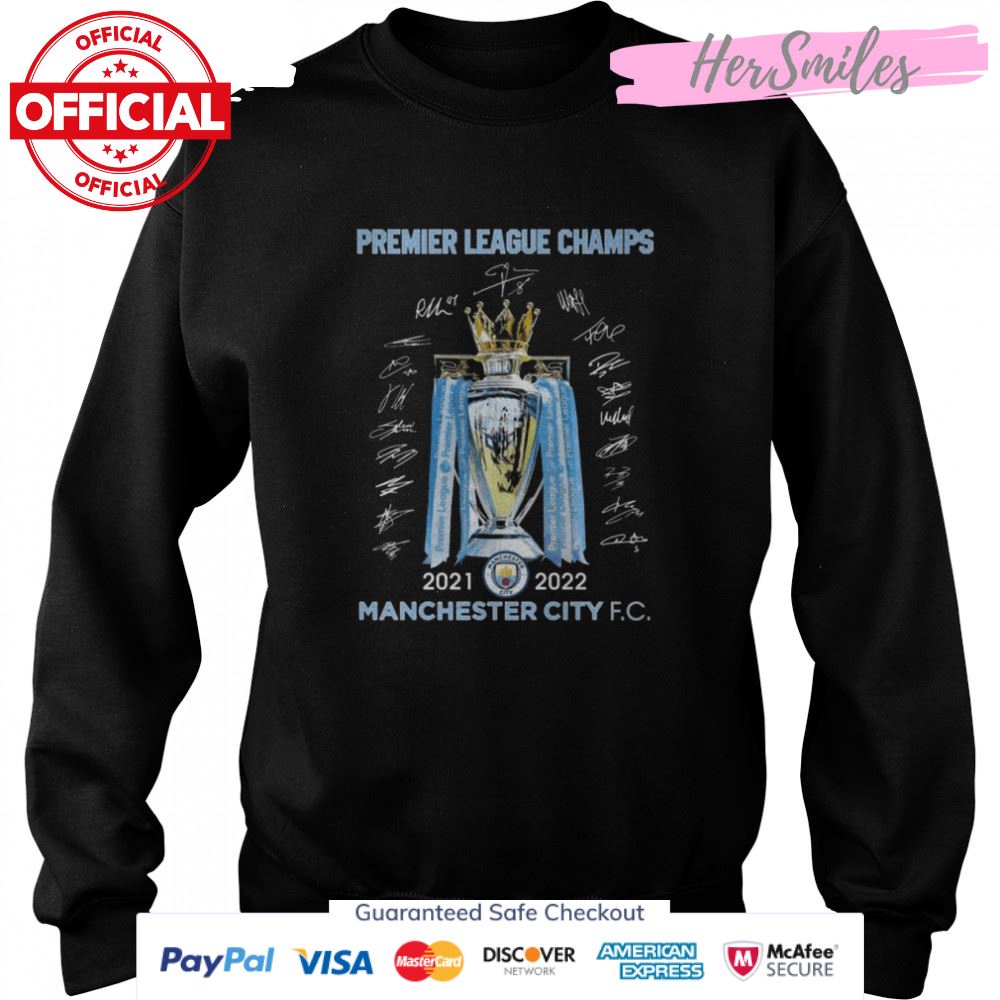 Manchester City 2021-2022 Campioni Premier League Champs Signatures Shirt Manchester City 2021-2022 Campioni Premier League Champs Signatures Shirt