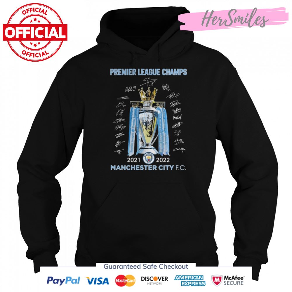 Manchester City 2021-2022 Campioni Premier League Champs Signatures Shirt Manchester City 2021-2022 Campioni Premier League Champs Signatures Shirt