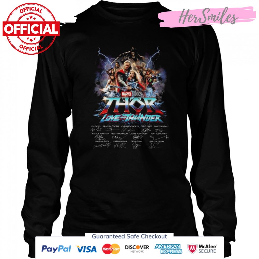 Marvel Studios Thor Love And Thunder 2022 signatures shirt Marvel Studios Thor Love And Thunder 2022 signatures shirt