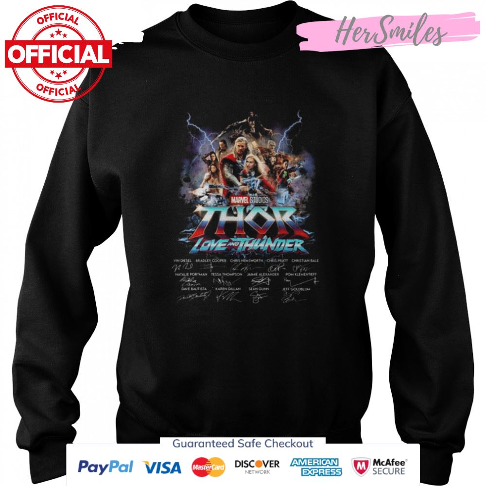 Marvel Studios Thor Love And Thunder 2022 signatures shirt Marvel Studios Thor Love And Thunder 2022 signatures shirt