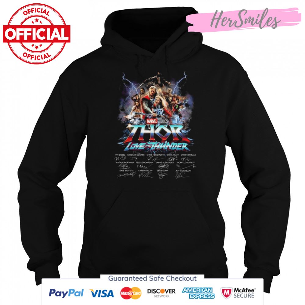 Marvel Studios Thor Love And Thunder 2022 signatures shirt Marvel Studios Thor Love And Thunder 2022 signatures shirt