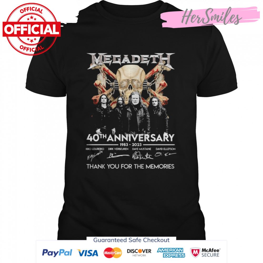 Megadeth 40th Anniversary 1983-2023 Signatures Thank You For The Memories Shirt