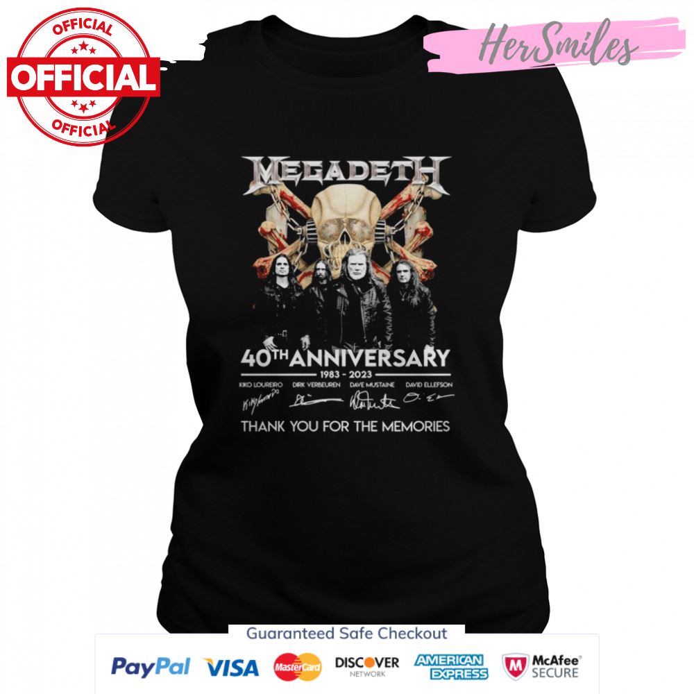 Megadeth 40th Anniversary 1983-2023 Signatures Thank You For The Memories Shirt