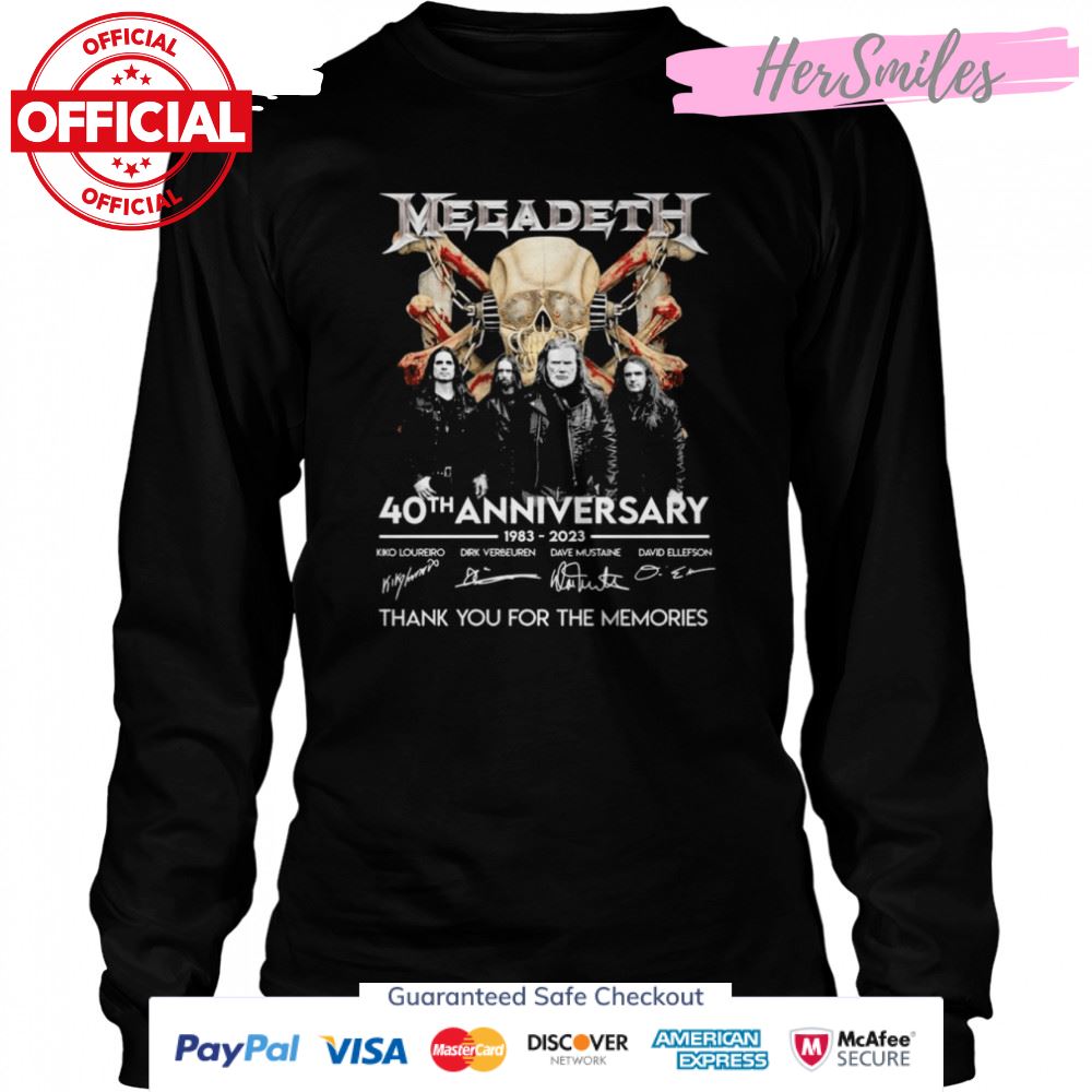 Megadeth 40th Anniversary 1983-2023 Signatures Thank You For The Memories Shirt Megadeth 40th Anniversary 1983-2023 Signatures Thank You For The Memories Shirt
