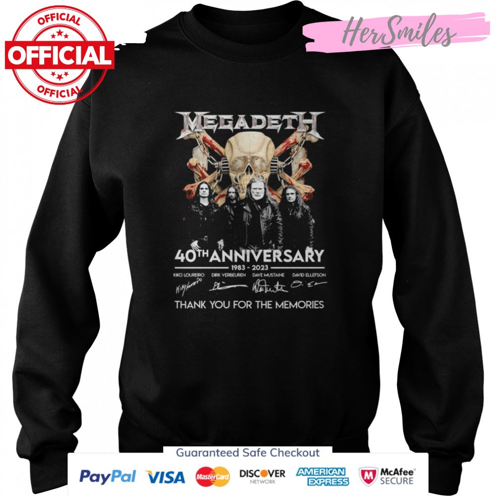 Megadeth 40th Anniversary 1983-2023 Signatures Thank You For The Memories Shirt Megadeth 40th Anniversary 1983-2023 Signatures Thank You For The Memories Shirt