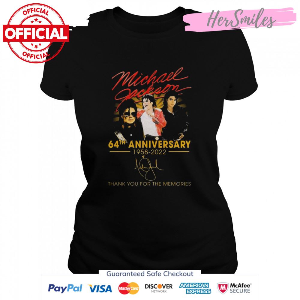 Michael Jackson 64th Anniversary 1958-2022 Signatures Thank You For The Memories Shirt