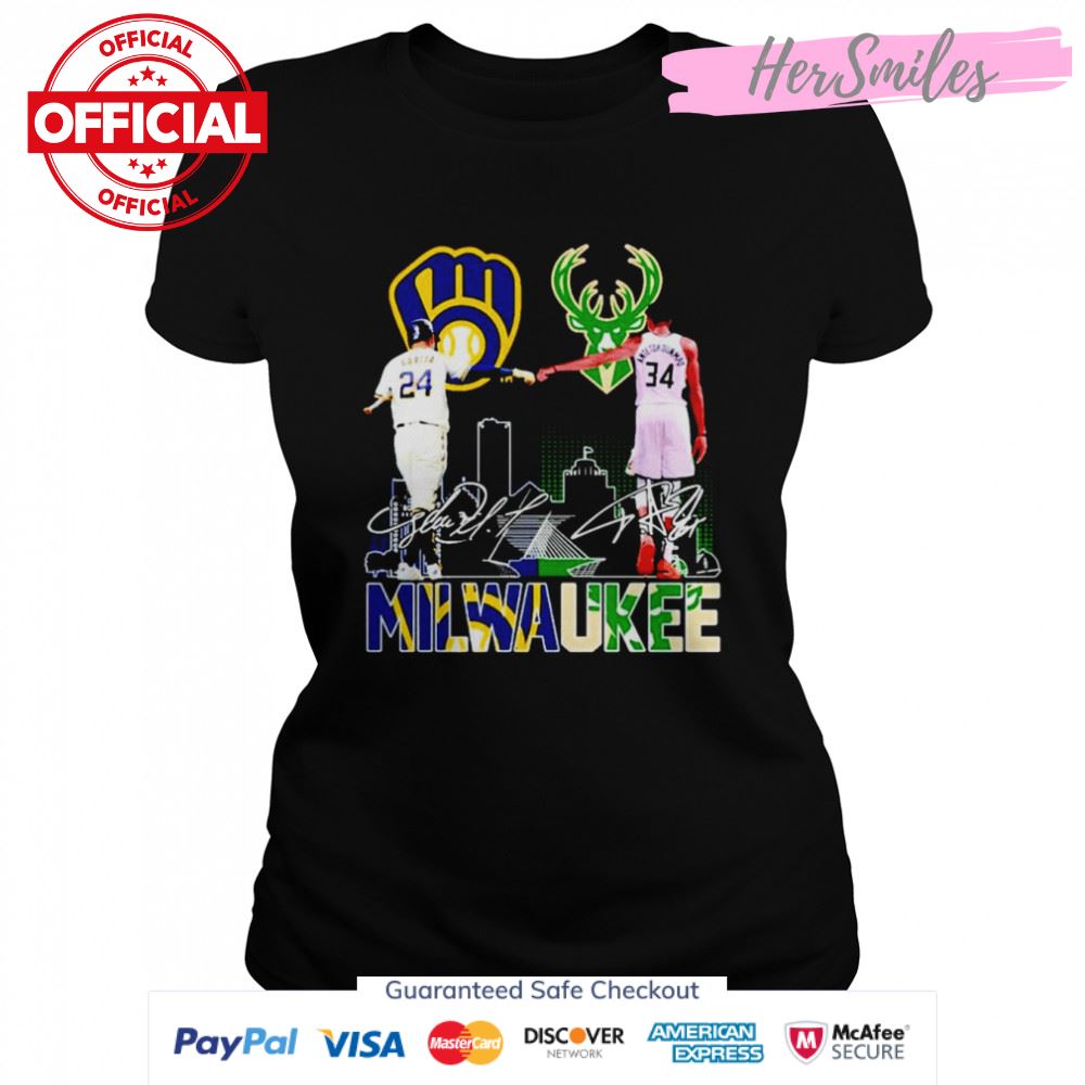 Milwaukee Sports Teams Avisail Garcia and Giannis Antetokounmpo signatures shirt