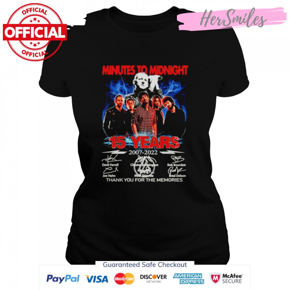 Minutes to midnight 15 years 2007 2022 thank you for the memories signatures shirt
