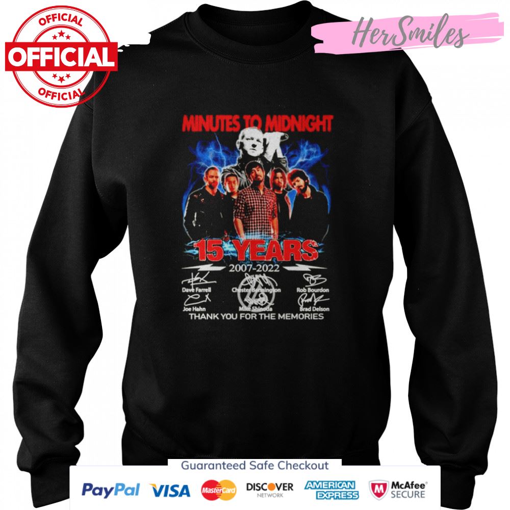 Minutes to midnight 15 years 2007 2022 thank you for the memories signatures shirt Minutes to midnight 15 years 2007 2022 thank you for the memories signatures shirt
