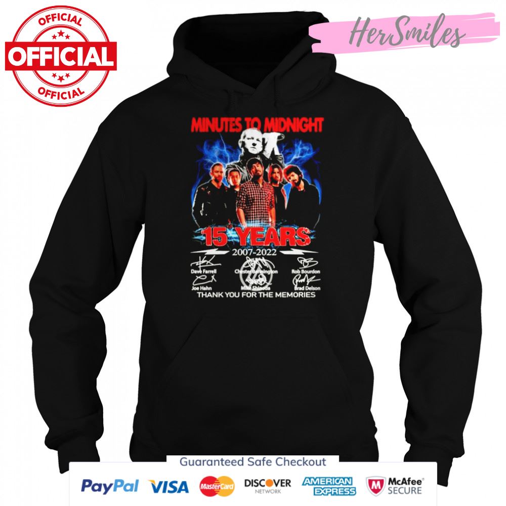 Minutes to midnight 15 years 2007 2022 thank you for the memories signatures shirt Minutes to midnight 15 years 2007 2022 thank you for the memories signatures shirt