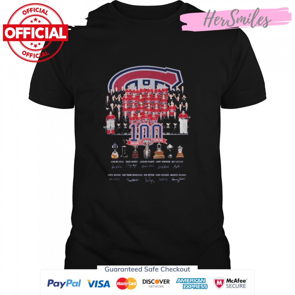 Montreal Canadiens 100 Saisons Seasons signatures shirt