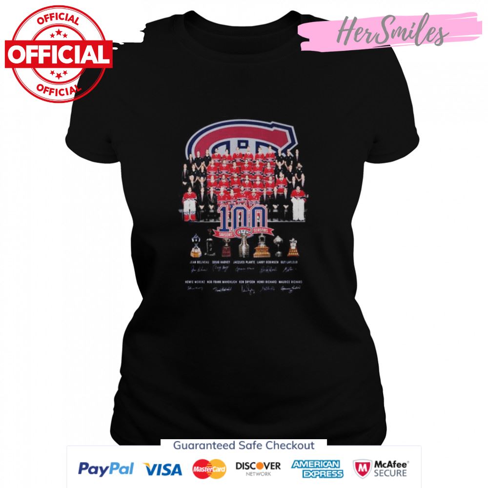 Montreal Canadiens 100 Saisons Seasons signatures shirt