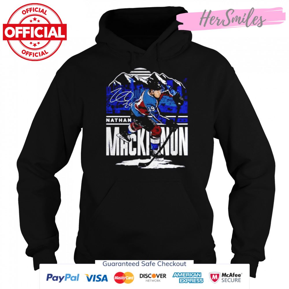 Nathan Mackinnon Colorado Avalanche Player Skyline signature shirt Nathan Mackinnon Colorado Avalanche Player Skyline signature shirt