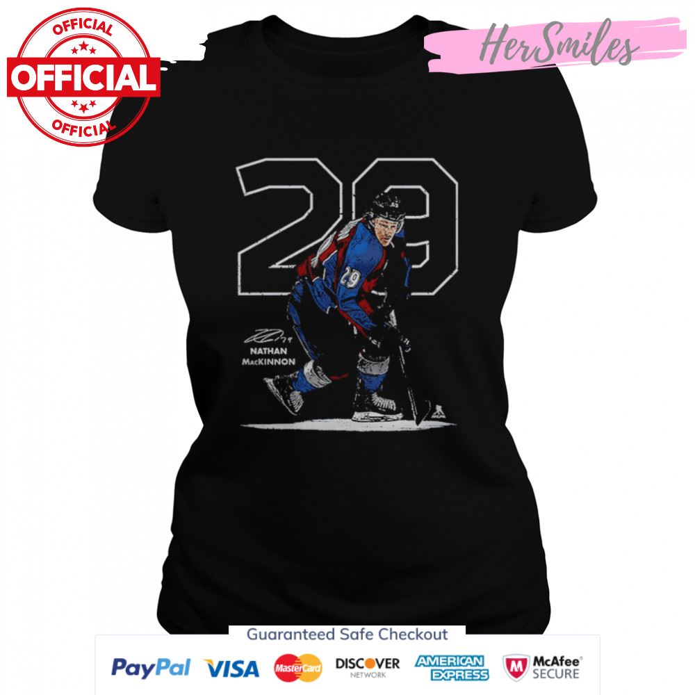 Nathan MacKinnon Number Colorado Avalanche Signature Shirt
