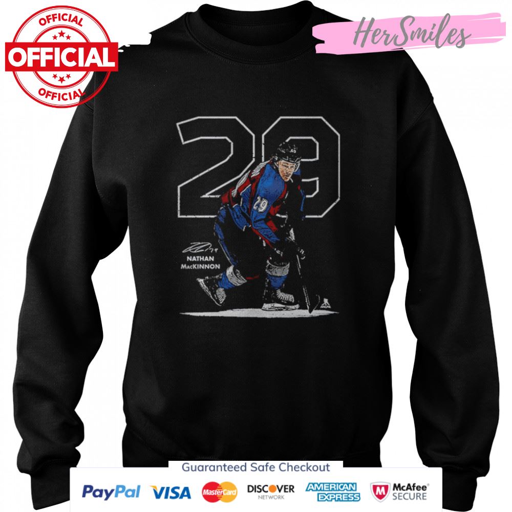 Nathan MacKinnon Number Colorado Avalanche Signature Shirt Nathan MacKinnon Number Colorado Avalanche Signature Shirt