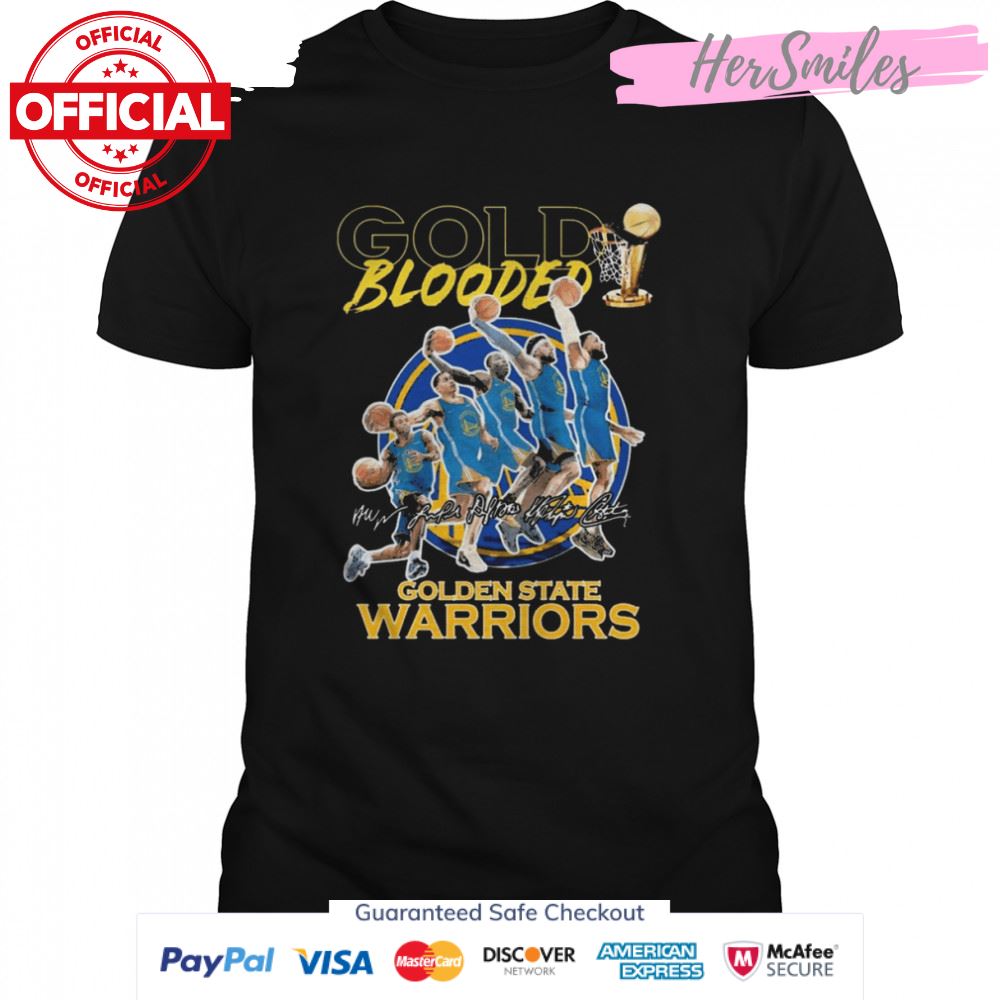 NBA Finals Gold Blooded Golden State Warriors Team Dunk Basketball Signatures Shirt