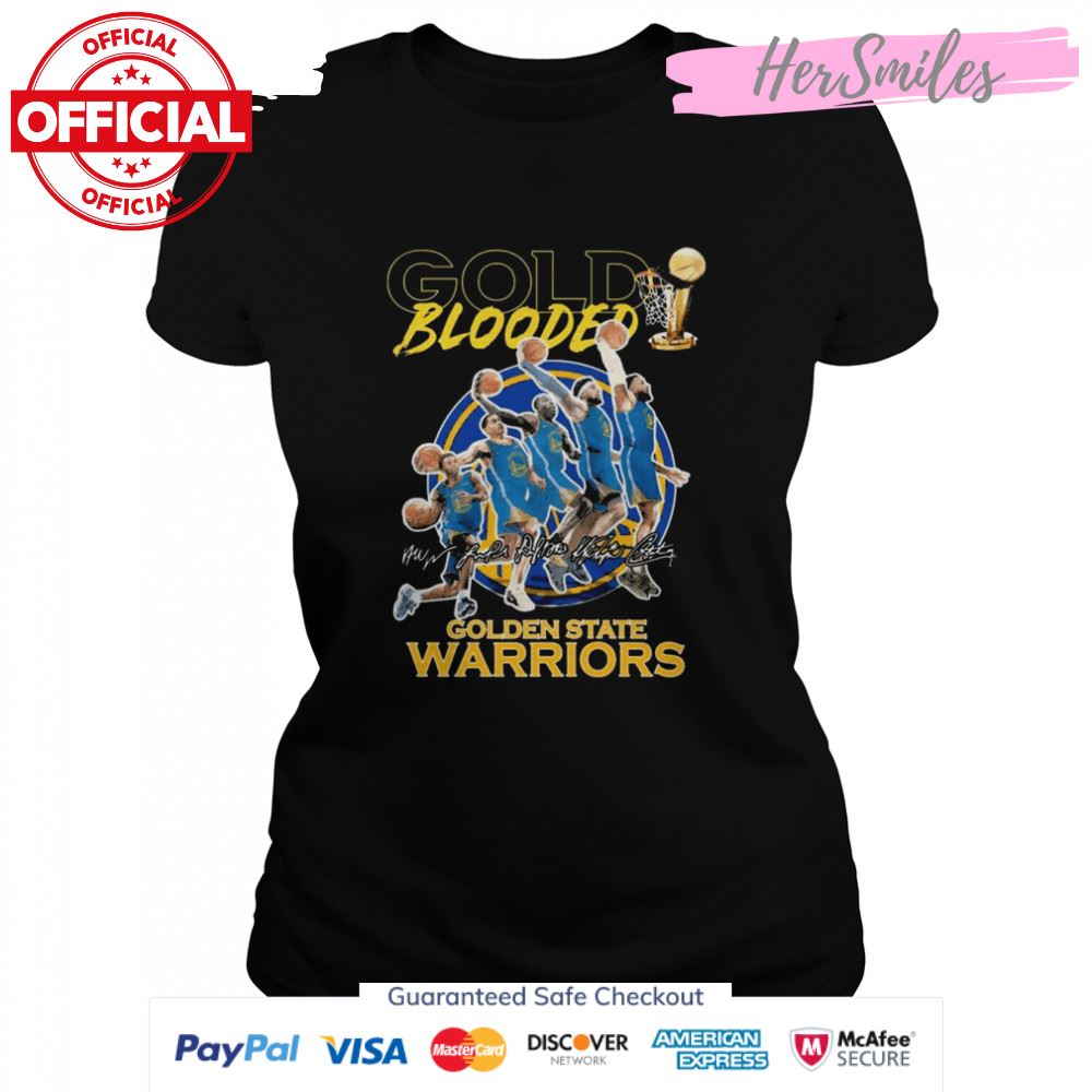 NBA Finals Gold Blooded Golden State Warriors Team Dunk Basketball Signatures Shirt