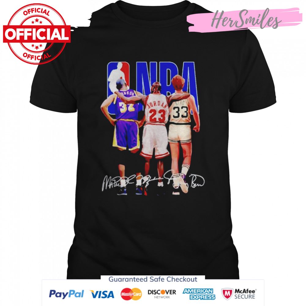 NBA Johnson Michael Jordan Larry Bird signatures shirt