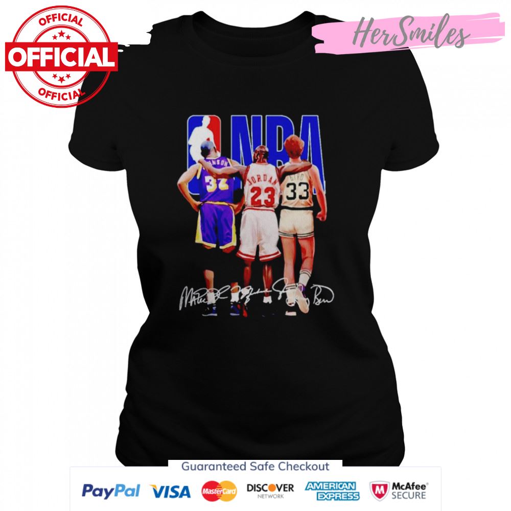 NBA Johnson Michael Jordan Larry Bird signatures shirt