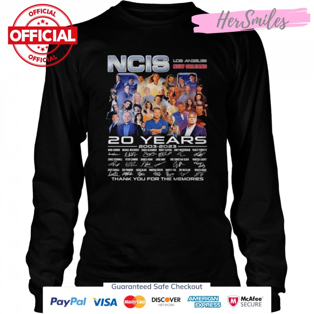 NCIS Los Angeles New Orleans 20 Years 2003-2023 Signature Thank You For The Memories Shirt NCIS Los Angeles New Orleans 20 Years 2003-2023 Signature Thank You For The Memories Shirt