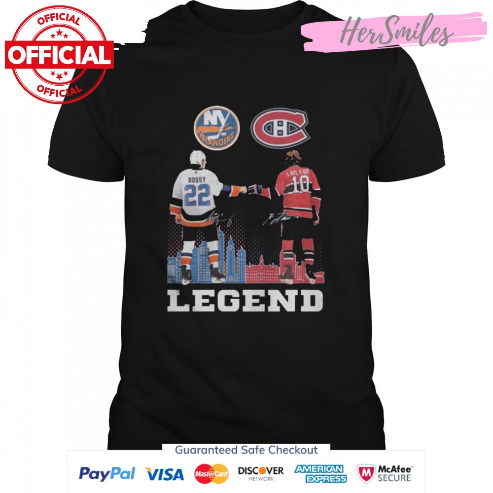 New York Islanders Bossy and Montreal Canadiens Lafleur legend signatures shirt