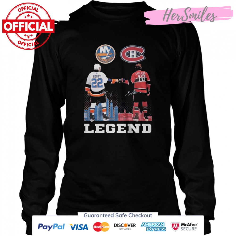 New York Islanders Bossy and Montreal Canadiens Lafleur legend signatures shirt New York Islanders Bossy and Montreal Canadiens Lafleur legend signatures shirt