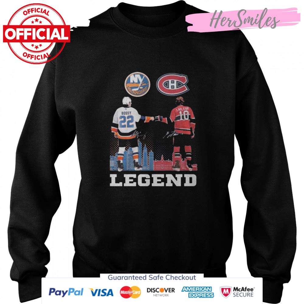 New York Islanders Bossy and Montreal Canadiens Lafleur legend signatures shirt New York Islanders Bossy and Montreal Canadiens Lafleur legend signatures shirt