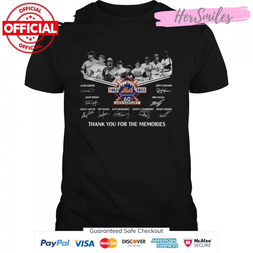 New York Mets 1962 2022 60th anniversary signatures thank you for the memories shirt