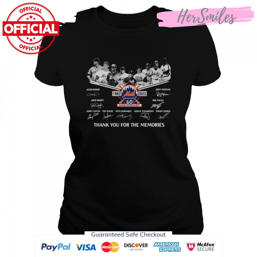 New York Mets 1962 2022 60th anniversary signatures thank you for the memories shirt