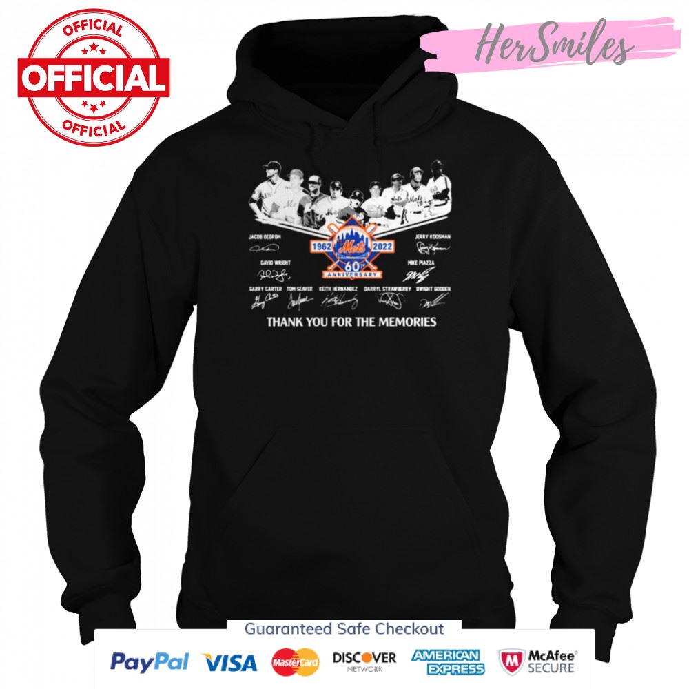 New York Mets Legend 60th Anniversary 1962-2022 Signatures Thank You For The Memories T-Shirt New York Mets Legend 60th Anniversary 1962-2022 Signatures Thank You For The Memories T-Shirt