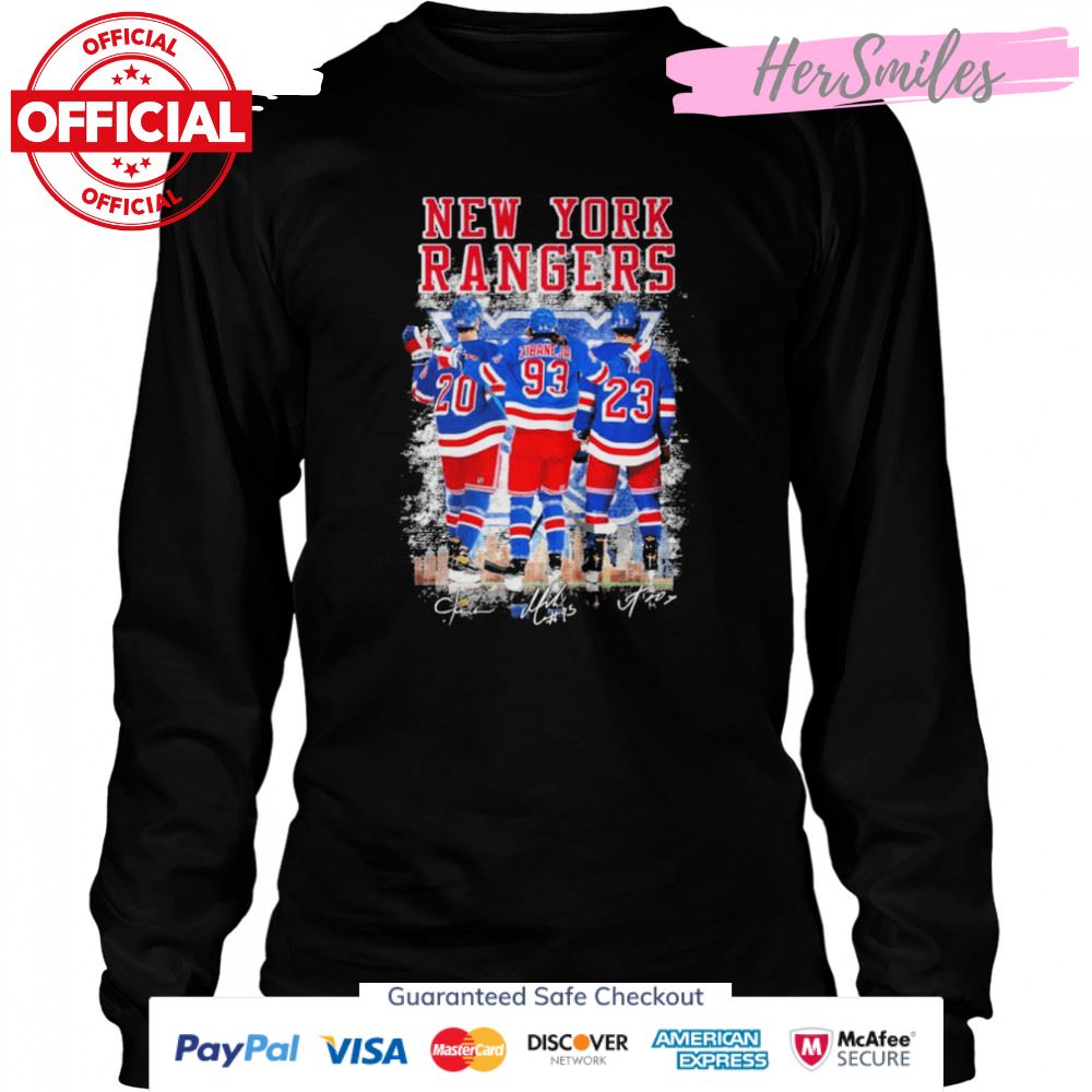 New York Rangers C. Kreider and Mika Zibanejad and Adam Fox Signatures Shirt New York Rangers C. Kreider and Mika Zibanejad and Adam Fox Signatures Shirt