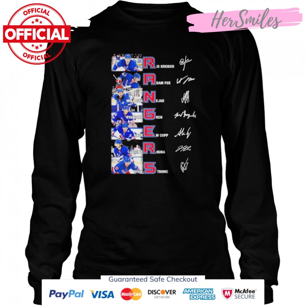 New York Rangers Chris Kreider Adam Fox Mika Zibanejad signatures shirt New York Rangers Chris Kreider Adam Fox Mika Zibanejad signatures shirt