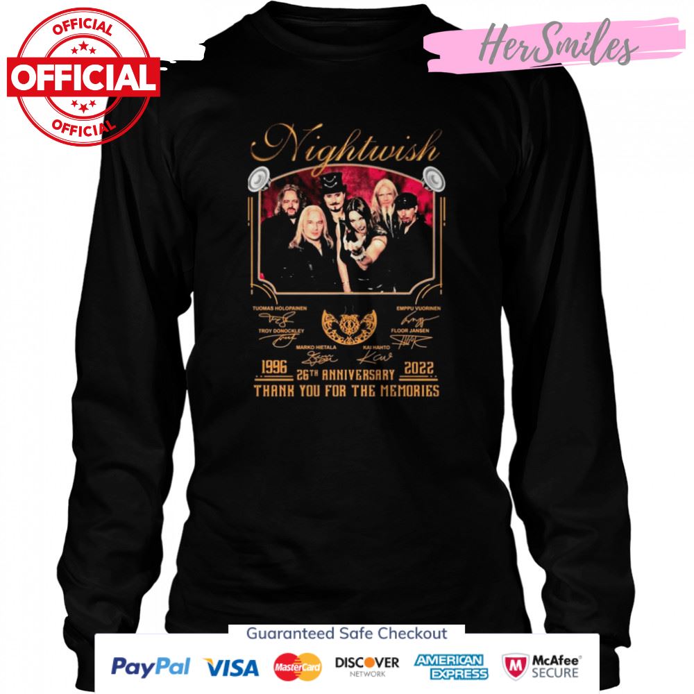 Nightwish 26th Anniversary 1996-2022 Signatures Thank You For The Memories Shirt Nightwish 26th Anniversary 1996-2022 Signatures Thank You For The Memories Shirt