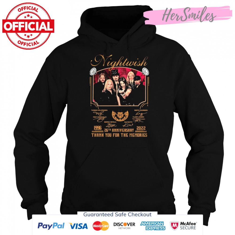 Nightwish 26th Anniversary 1996-2022 Signatures Thank You For The Memories Shirt Nightwish 26th Anniversary 1996-2022 Signatures Thank You For The Memories Shirt