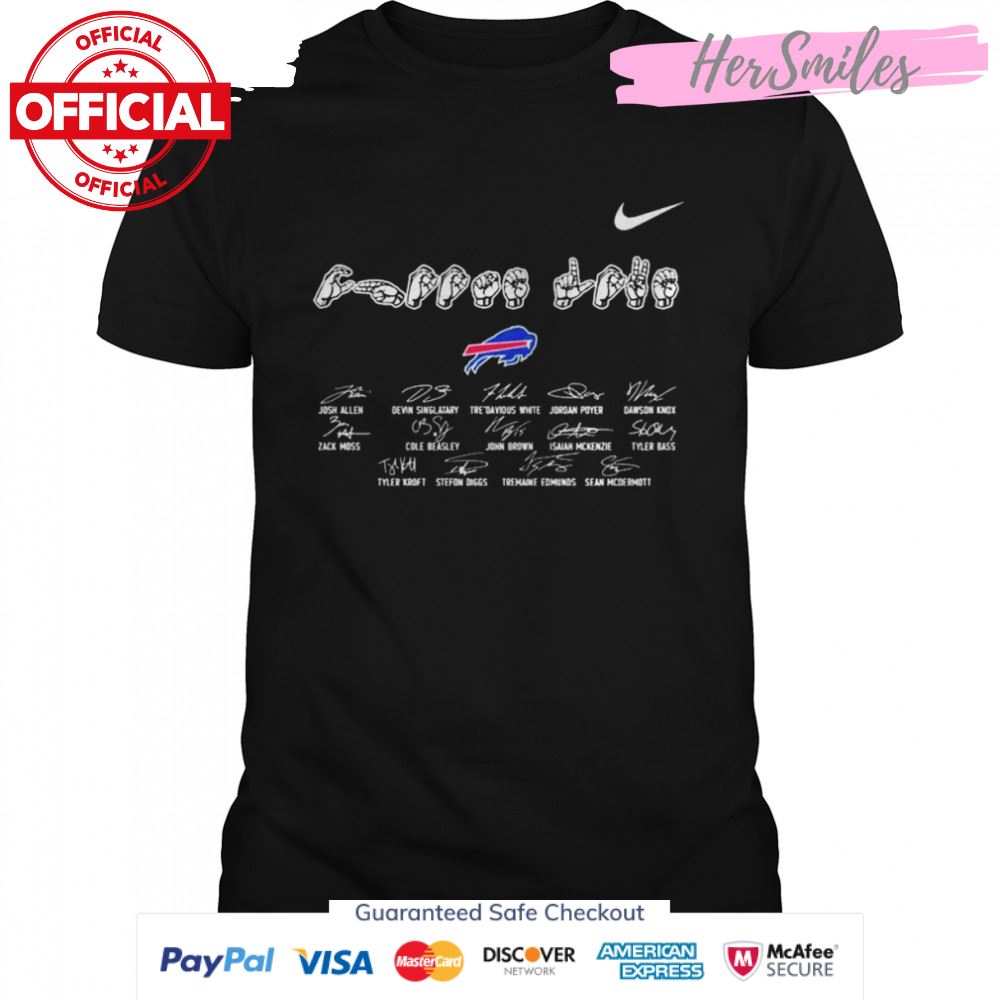 Nike Buffalo Bills Sign Language Josh Allen Zack Moss Stefon Diggs Signatures Shirt