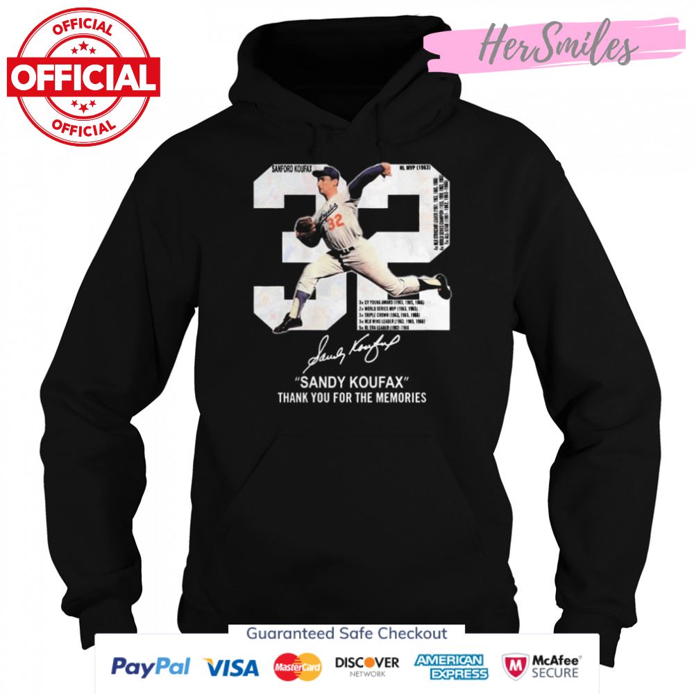 NL MVP 32 Sandy Koufax Signatures Thank You For The Memories Shirt NL MVP 32 Sandy Koufax Signatures Thank You For The Memories Shirt