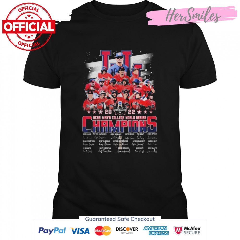 Ole Miss Rebels Baseball Team 2022 NCAA Men’s CWS Champions Signatures Shirt