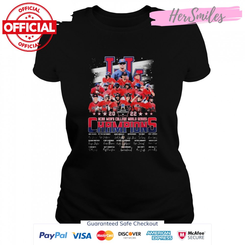 Ole Miss Rebels Baseball Team 2022 NCAA Men’s CWS Champions Signatures Shirt