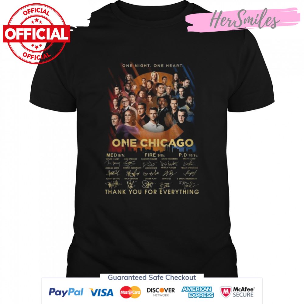 One Night One Heart One Chicago Signatures Thank You For Everything Shirt