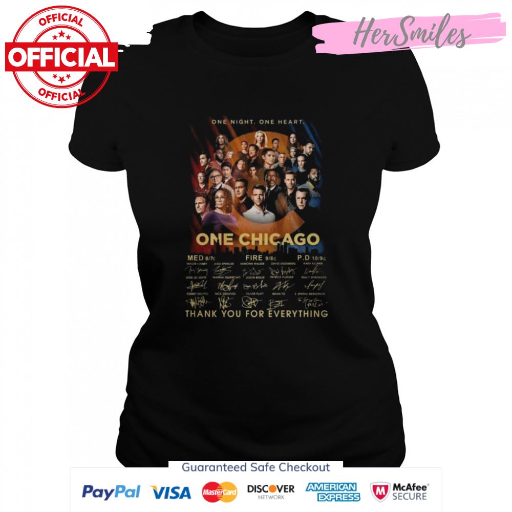 One Night One Heart One Chicago Signatures Thank You For Everything Shirt