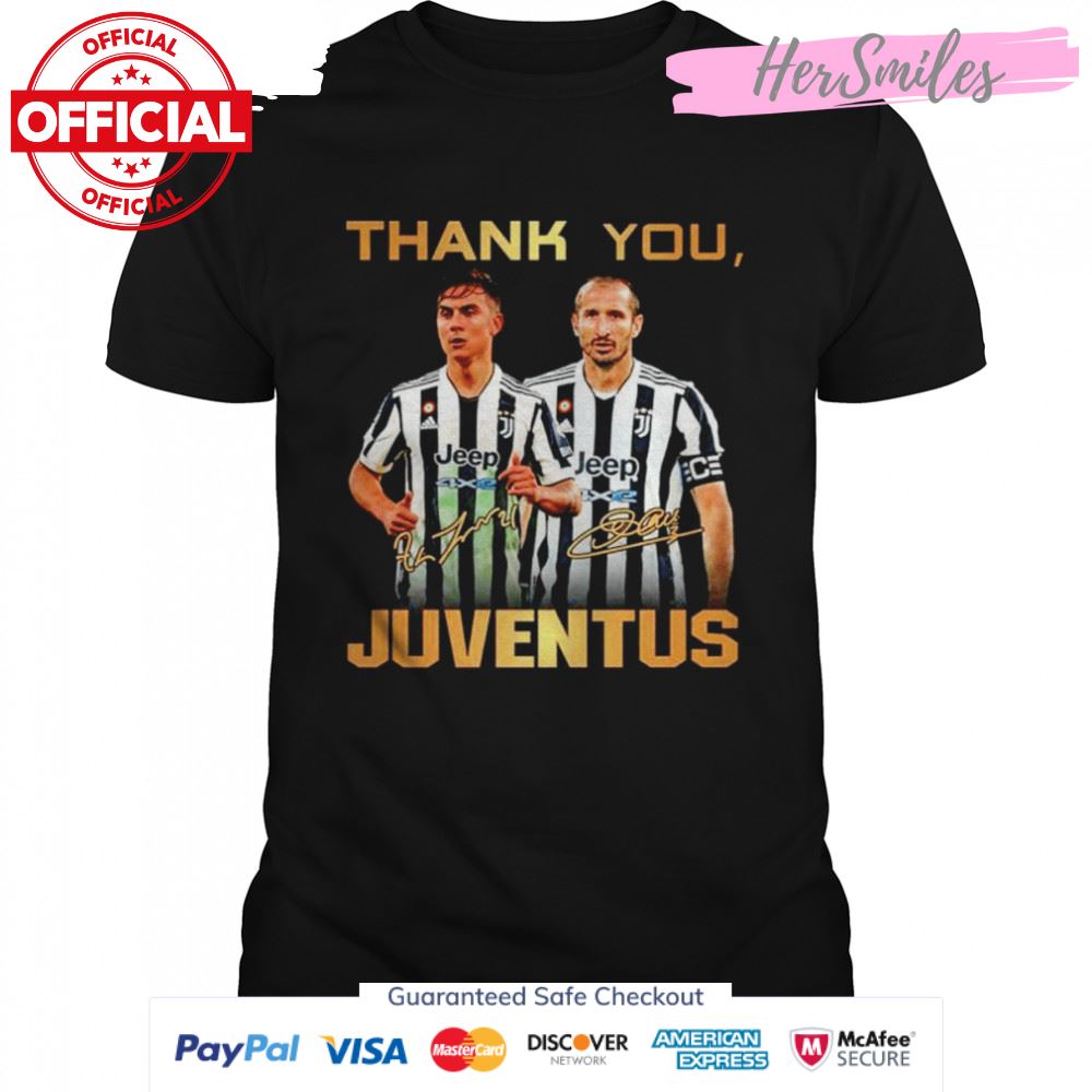 Paulo Dybala and Leonardo Bonucci Thank You Juventus signatures shirt