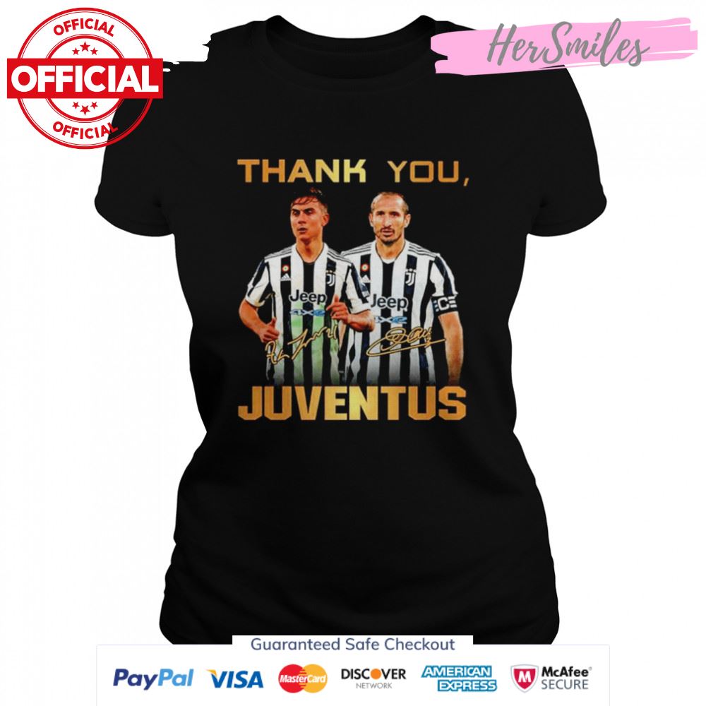 Paulo Dybala and Leonardo Bonucci Thank You Juventus signatures shirt