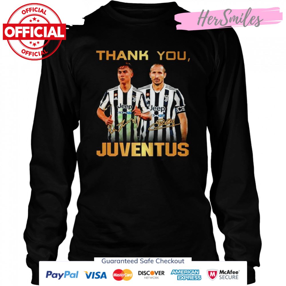 Paulo Dybala and Leonardo Bonucci Thank You Juventus signatures shirt Paulo Dybala and Leonardo Bonucci Thank You Juventus signatures shirt