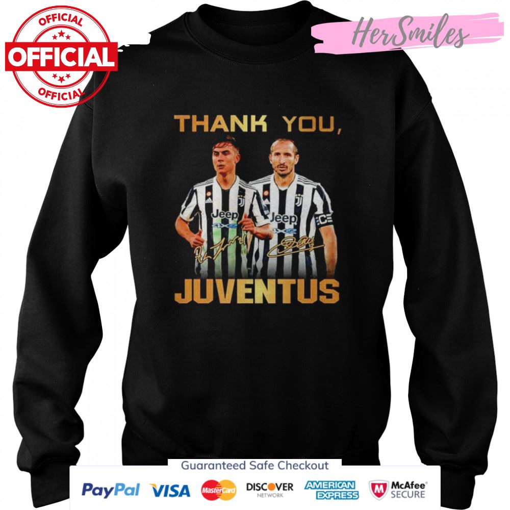 Paulo Dybala and Leonardo Bonucci Thank You Juventus signatures shirt Paulo Dybala and Leonardo Bonucci Thank You Juventus signatures shirt